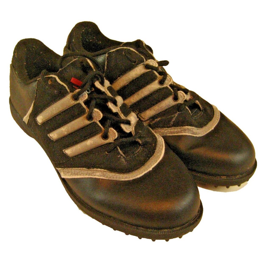 Womens Adidas Black Suede Leather Golf Shoes Molded In SoftSpikes sz 5